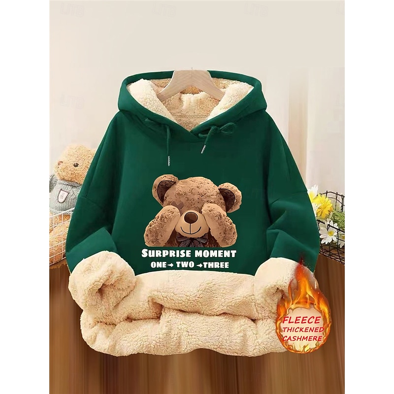 Women's Pullover Hoodie Sweatshirt Graphic Animal Casual Long Sleeve Hooded Regular Tops Street Dailywear Casual Pocket Print Black Pink Red Green Fall Winter3