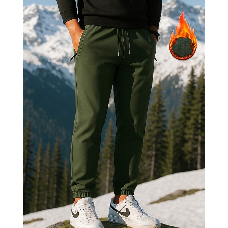 Men's Hiking Pants Trousers Waterproof pants Drawstring Pants Winter Outdoor Regular Fit Waterproof Windproof Bottoms Pocket Elastic Waist Black Army Green Camping / Hiking Running S M L XL XXL