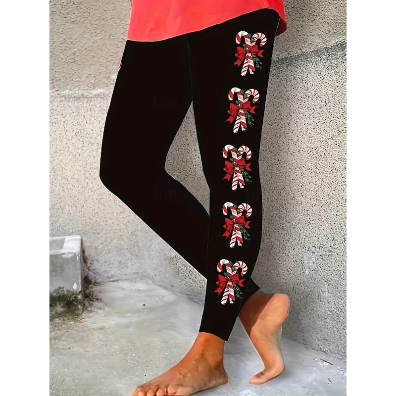 Women's Chinos Leggings Cozy Leggings Vacation Casual Full Length High WaistPantsUgly Christmas Graphic Printing Thermal Warm Comfortable Stretchy Vacation Street Causal Black Summer Spring Fall