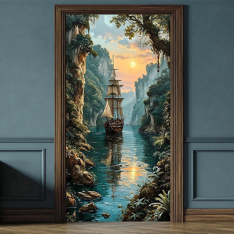 Door Cover Outdoor Banners Ocean Sailing Ship Aesthetic Mystic Bedroom Living Room Dorm Teens Room College Dorm Guys Man Cave Frat Bedroom Home Decor4