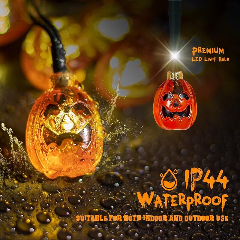 1/2PCS Solar Halloween Pumpkin String Lights 6.5m 30LEDs Outdoor Indoor Balcony Garden Porch Fence Lighting Decoration4