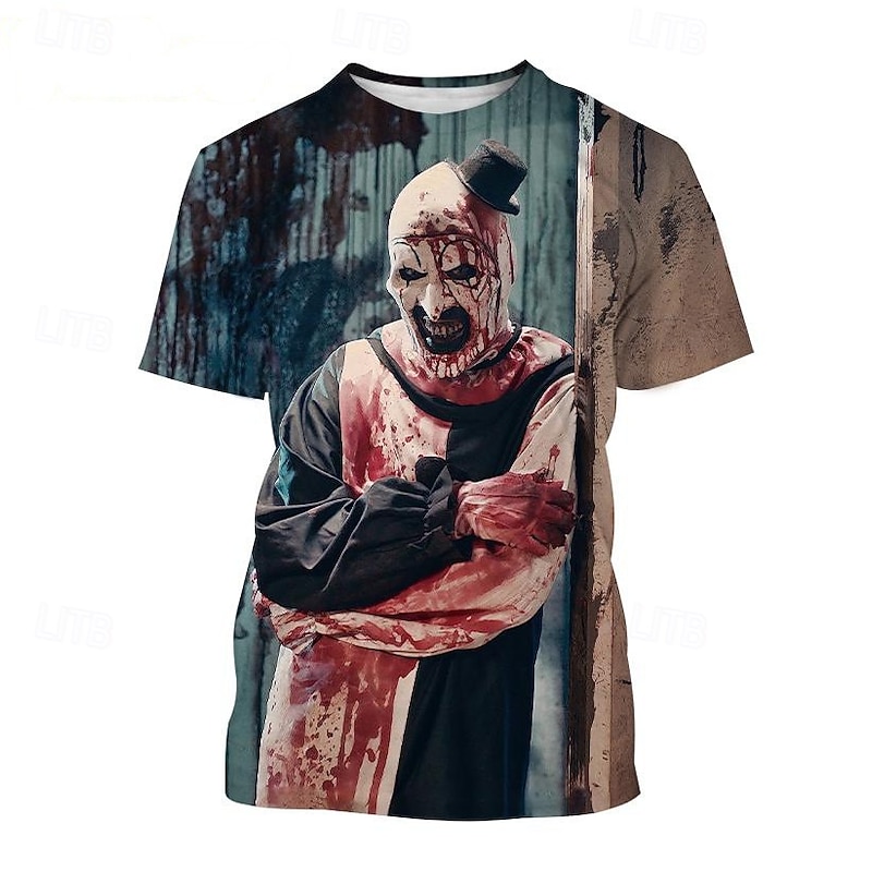 Halloween Terrifier Art the Clown T-shirt Print Graphic For Couple's Men's Women's Adults' Halloween Carnival Masquerade 3D Print Casual Daily2
