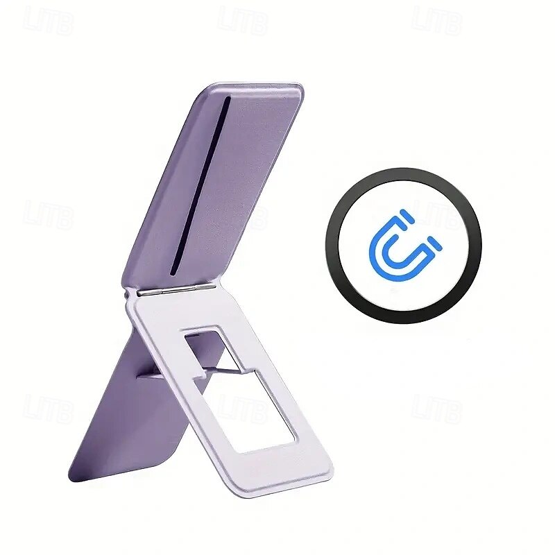 Multi-functional Magnetic Phone Holder with Card Slot and 1 Adhesive Magnet Compatible with iPhone Series Multi-scenario Use Adjustable Angle and Strong Magnetic Foldable Stand2