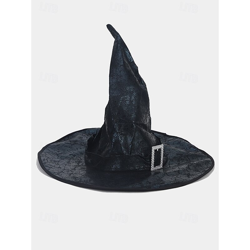 Women's Black Brown Halloween Witch Hat - Vintage Pointed Wizard Hat with Buckle, Classic Costume Accessory for Cosplay and Party Outfits3