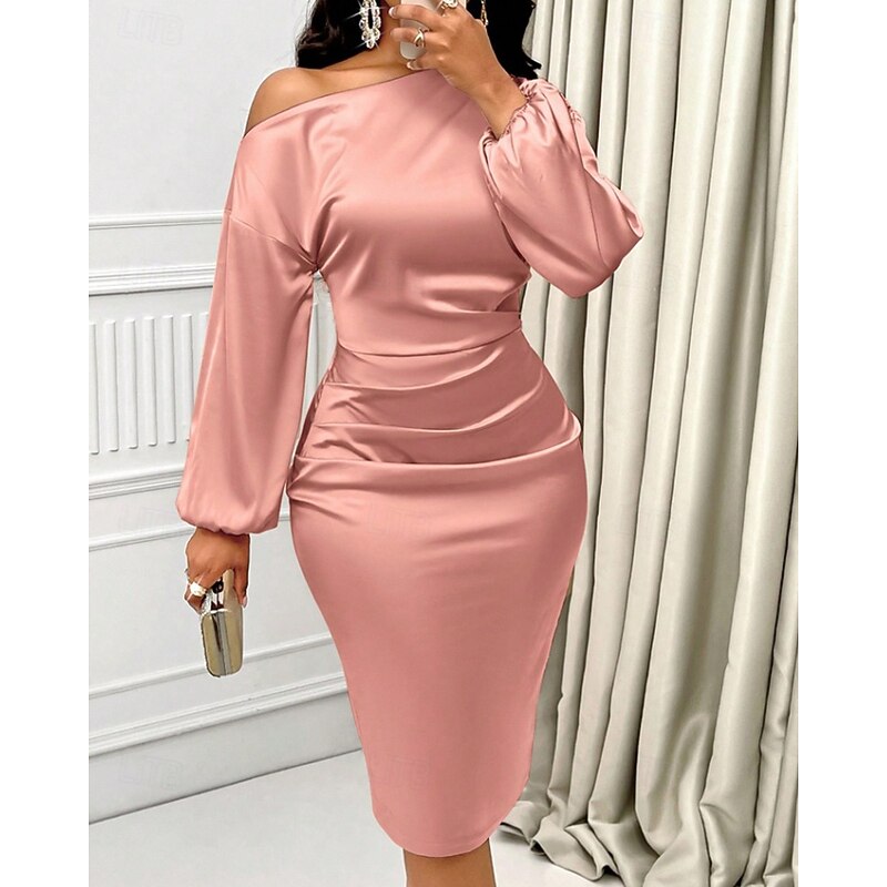 Women's Mini Dress Party Dress Cocktail Dress Satin Dress Bodycon Fashion Modern Party Evening Party Cocktail Party Regular Fit Plain Long Sleeve Cold Shoulder Black Pink Navy Blue Purple Spring Fall