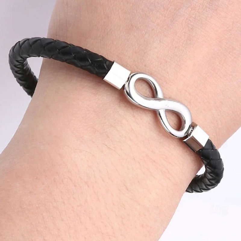 To My Man Infinity Bracelet, Magnetic Clasp Leather Bracelet for Him, Stainless Steel Men's Braided Rope Bracelet with Flip Lid Gift Box, Christmas, Birthday, Anniversary Gift for Boyfriend or Husband3