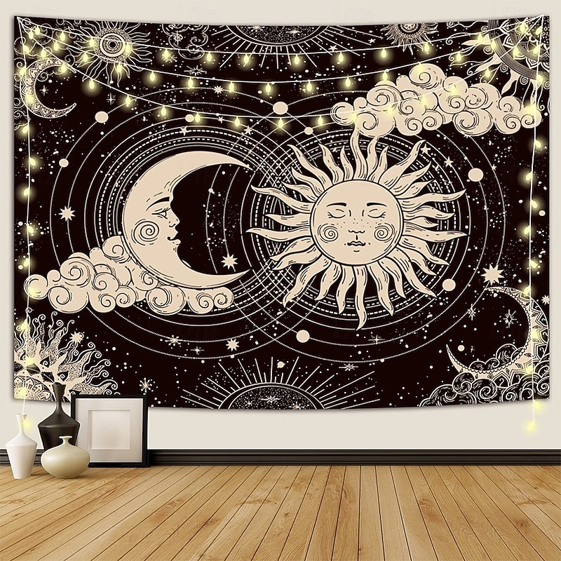 Tapestry Banners Blanket Moon Sun Bohemian 3D Mystic Bedroom Living Room Dorm Teens Room College Dorm Wall Porch Home Decor
