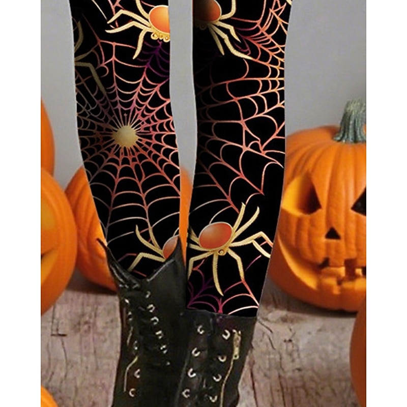 Women's Leggings Cozy Leggings Basic Casual Full Length High WaistPantsHalloween Graphic Printing Thermal Warm Comfortable Stretchy Vacation Casual Daily Black Fall Winter Slim Fit3