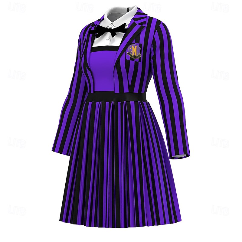 Dark Academia Halloween Dress Fancy Costume School Uniform Gothic Horror Gothic Horror Scary Costume Kid's Adults' Women's Girls' Halloween Carnival Performance Party Easy Halloween Costumes Dress Up3