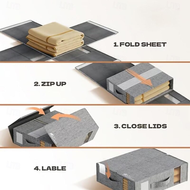 Multi-Use Storage Bags Dustproof Organizer with Clear Window Collapsible Zippered Container Dustproof Organizer For Bedding Quilts Blankets Space-Saving Design for Closet & Under-Bed Storage3