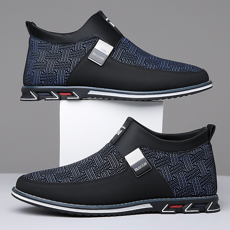 Men's Casual Slip-On Boots with Breathable Knit Upper and Elastic Strap, Stylish and Comfortable Footwear for Everyday Wear, Office and Casual Outings4