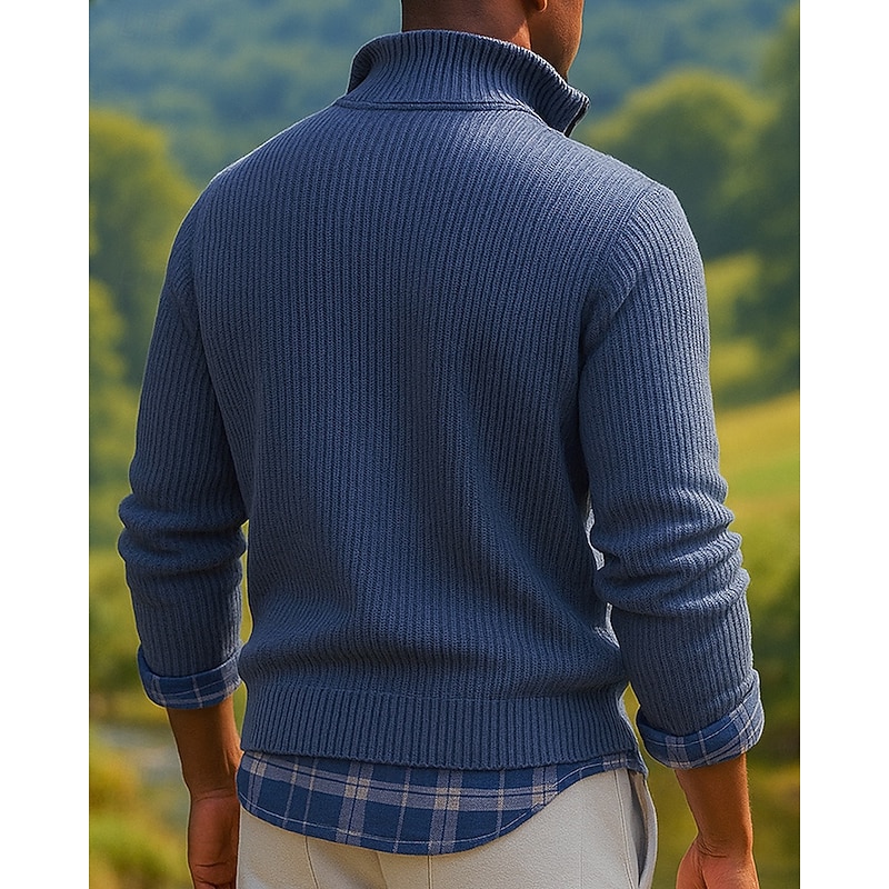 Men's Quarter Zip Sweatshirt Long Sleeve Stand Collar Top Outdoor Thermal Warm Winter Polyester Black Red Blue Tennis Golf Running2