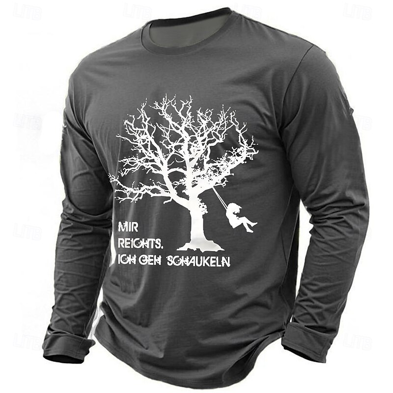 Men's Funny Slang German T Shirt Long Sleeve T shirt 3D Print Crew Neck Shirt Fashion Daily Basic Street Casual Daily Black Blue Green Summer Spring Clothing Apparel S M L XL XXL XXXL4