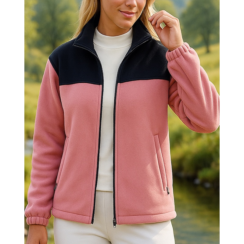 Women's Windbreaker Softshell Jacket Hiking Jacket Outdoor Thermal Warm Hiking Outfits Hiking Clothes Winter Autumn / Fall Top Fishing Camping / Hiking / Caving Running Patchwork White Pink Purple3