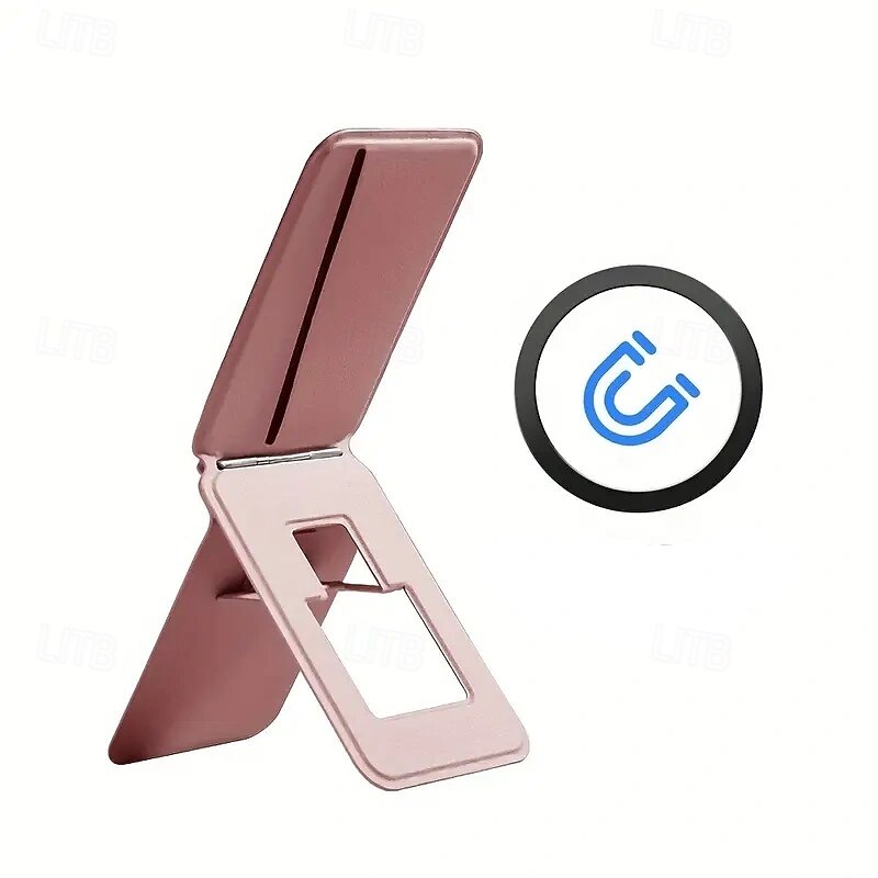 Multi-functional Magnetic Phone Holder with Card Slot and 1 Adhesive Magnet Compatible with iPhone Series Multi-scenario Use Adjustable Angle and Strong Magnetic Foldable Stand3