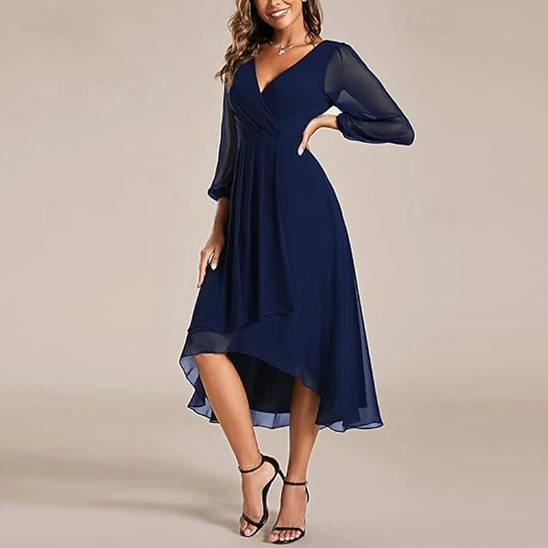 Women's Long Dress Maxi Dress Party Dress Chiffon Chiffon Dress Elegant Fashion Modern Outdoor Party Evening Party Regular Fit Plain Short Sleeve V Neck Red Blue Green Spring Fall Autumn