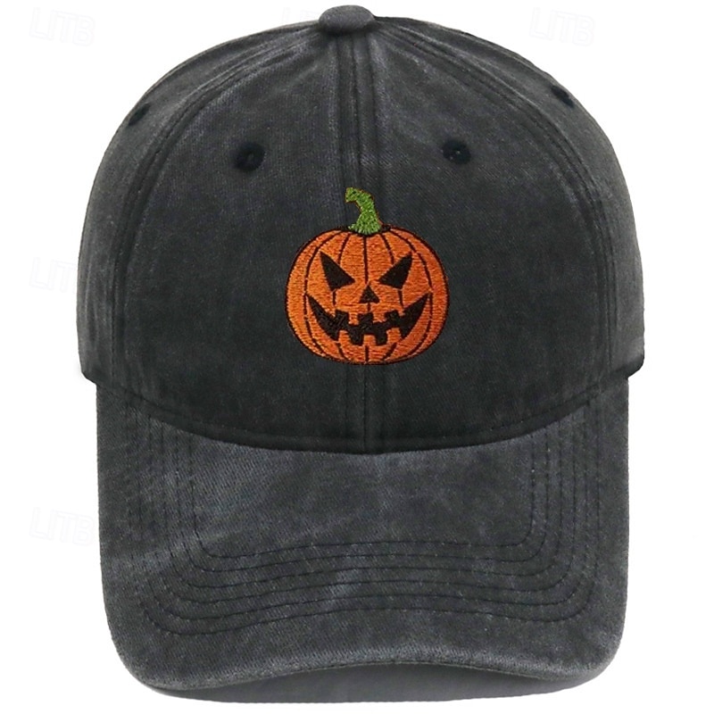 Men's Baseball Cap Sun Hat Trucker Hat Black Orange Cotton / Polyester Embroidered Fashion Casual Daily Halloween Party Pumpkin Adjustable Sunscreen Breathable