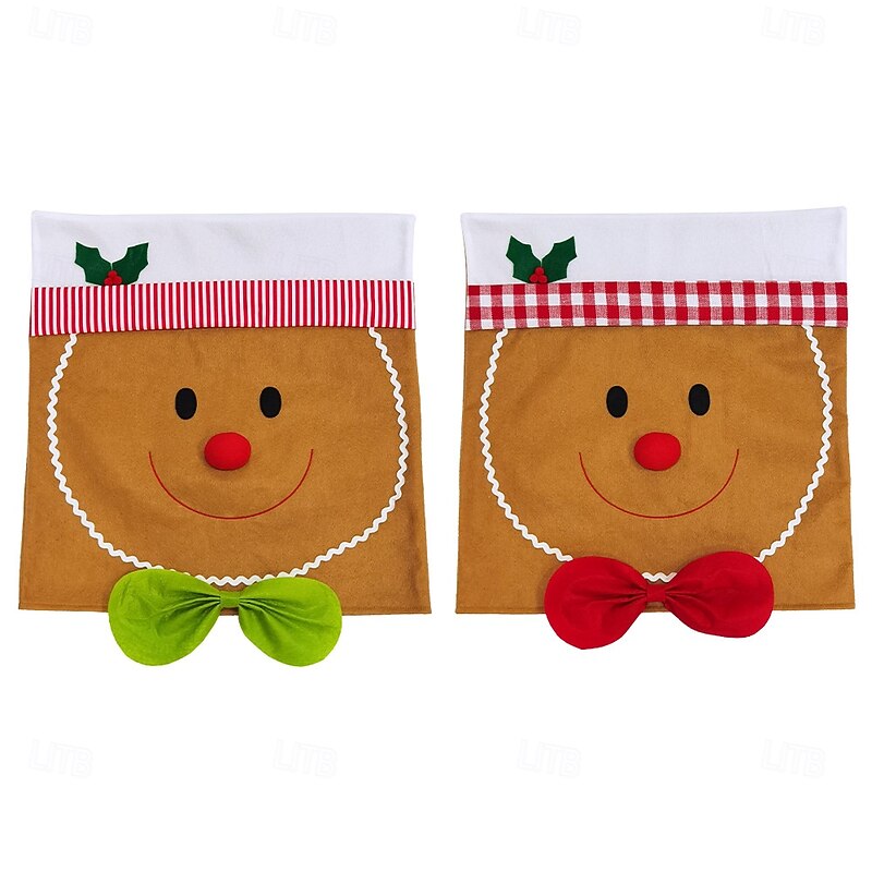 New Christmas Chair Back Covers, Gingerbread Man Decorative Slipcovers for Holiday Party & Home Decor4