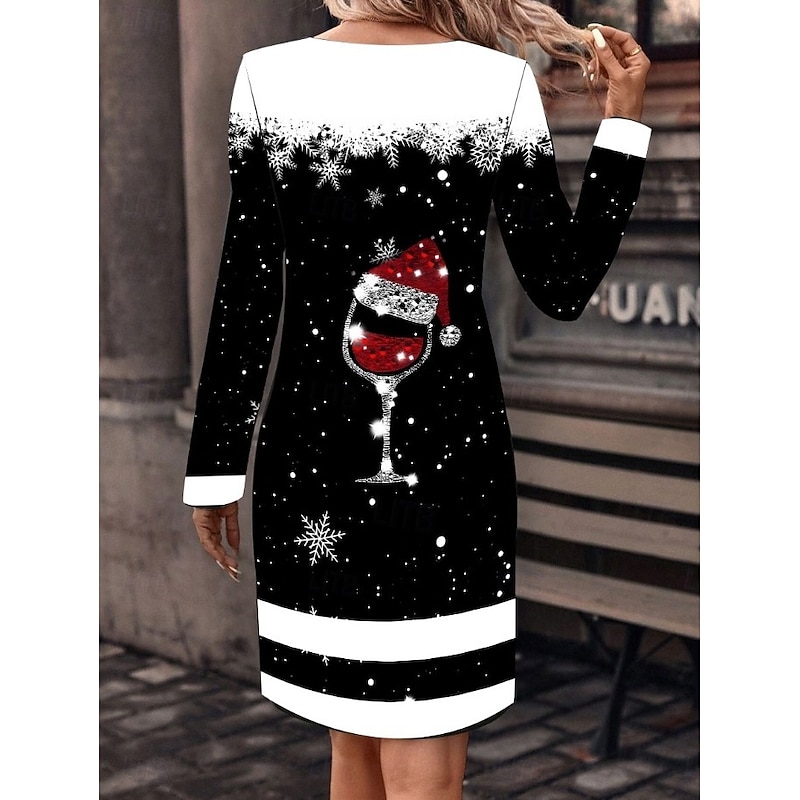 Women's Mini Dress T Shirt Dress Tee Dress Shift Dress Casual Daily Regular Fit Graphic Geometric Long Sleeve Crew Neck Black Gold Dark Gray Gray Spring Fall Winter2