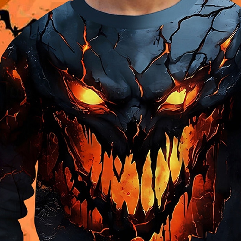 Halloween Boys' 3D Graphic T shirt Tee Long Sleeve Spring Fall Fashion Basic Kids 4-12 Years Crew Neck Outdoor Casual Daily Regular Fit2
