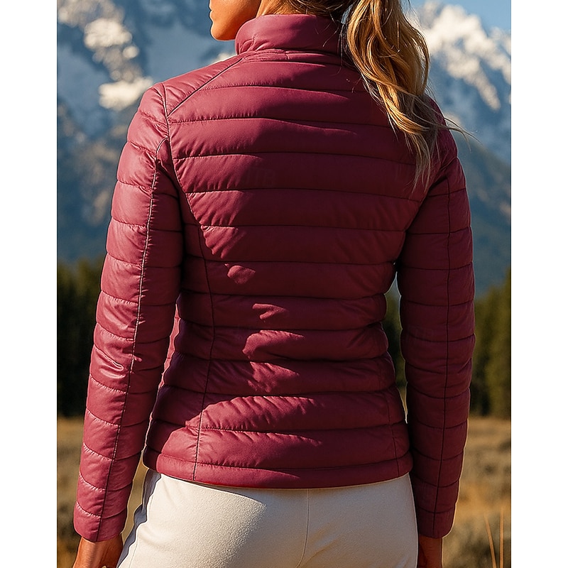 Women's Hiking Jacket Puffer Jacket Thermal Jacket Outdoor Thermal Warm Hiking Outfits Hiking Clothes Winter Autumn / Fall Top Fishing Camping / Hiking / Caving Running Solid Color Black Yellow Red3