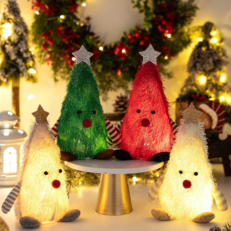 Christmas LED illuminated 3D Christmas tree figurine for indoor bedroom, study, living room, dining room, desktop decoration light, ornament light, toy AG10 * 3 battery 9.06Inch