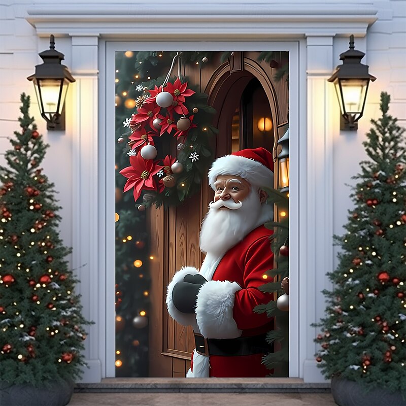 Christmas Posters Door Cover Outdoor Banners Santa Claus Cute 3D Party Dorm Teens Room College Dorm Guys Man Cave Frat Bedroom Shooting Backgrounds Home Decor