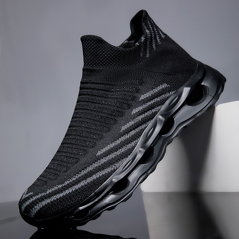 Men's Neon Green Flyknit Sneakers – Lightweight Breathable Mesh Running Shoes for Athletes, Fitness Training and Daily Sportswear2