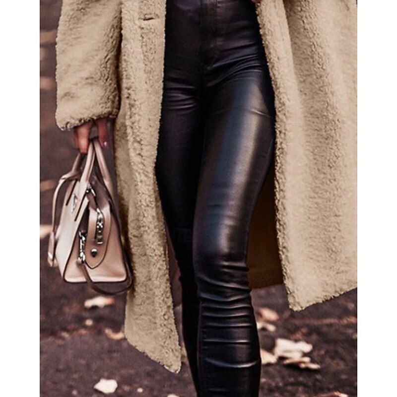 Women's Winter Coat Fleece Jacket Warm Comfortable Pocket Buttons Fashion Casual Plain Vacation Street Casual Daily Wear Single Breasted Long Hooded Regular Fit Long Sleeve Outerwear Apricot Fall3