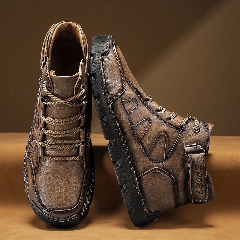 Men's Brown Lace-Up Hiking Boots with Rugged Design – Comfortable and Durable Footwear, Perfect for Outdoor Adventures, Hiking and Everyday Casual Wear3