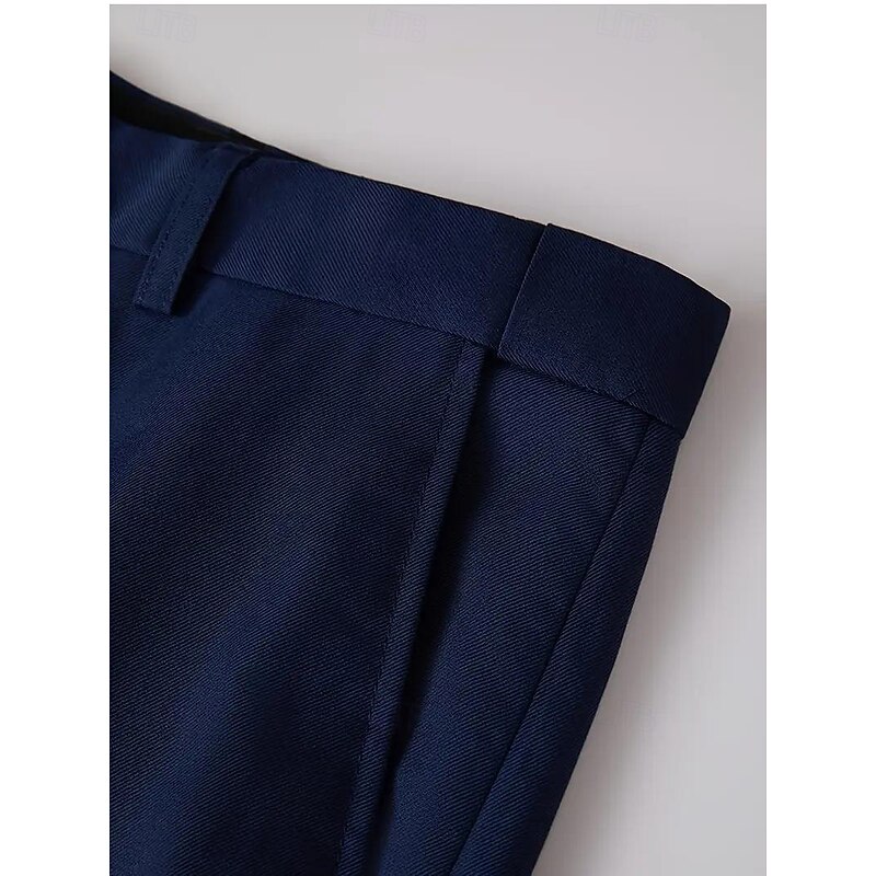 Men's Wedding Casual Business Suits Notch Lapel Black Navy Blue Daily Formal Solid Colored Tailored Fit 2 Piece Single Breasted Two-buttons4