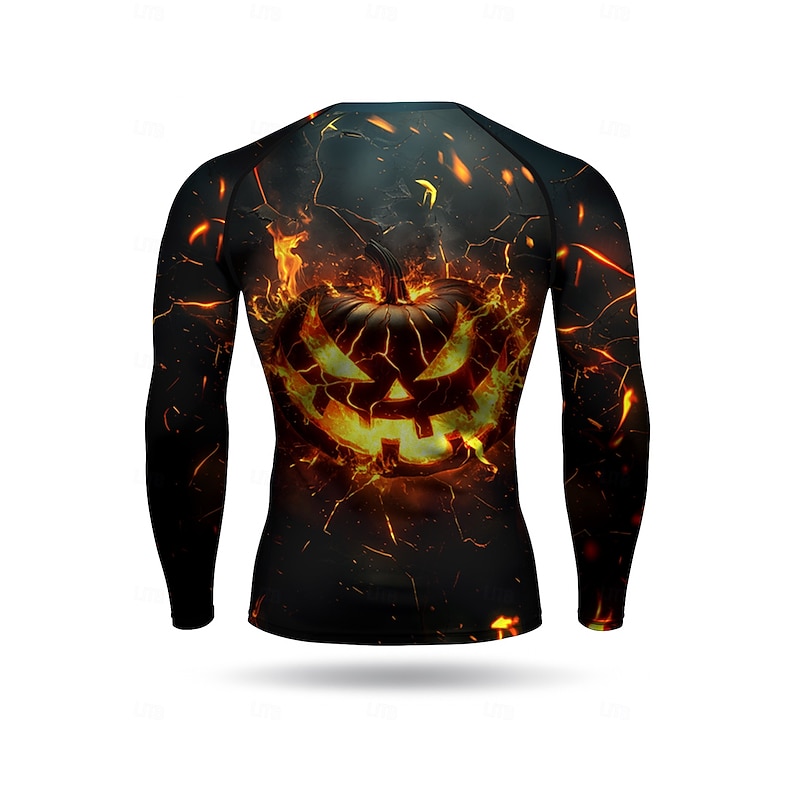Halloween Men's Unisex Running T-Shirt Athletic Shirt Gym Shirt Fitness Shirt Workout Shirt Long Sleeve Tee Tshirt Halloween UPF 50 UV Resistant Soft Sweat wicking Mountain Bike / MTB Gym Workout2