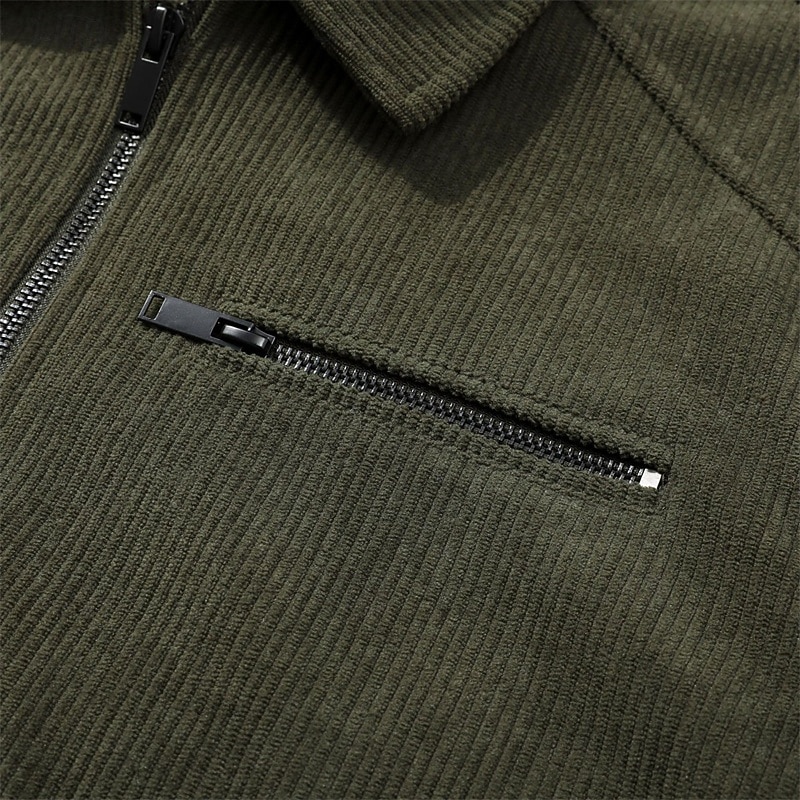 Men's Lightweight Jacket Corduroy Jacket Cargo Jacket Casual Jacket Vacation Daily Breathable Pocket Spring Fall Plain Fashion Classic Lapel Regular Black Khaki Army Green Gray Jacket4