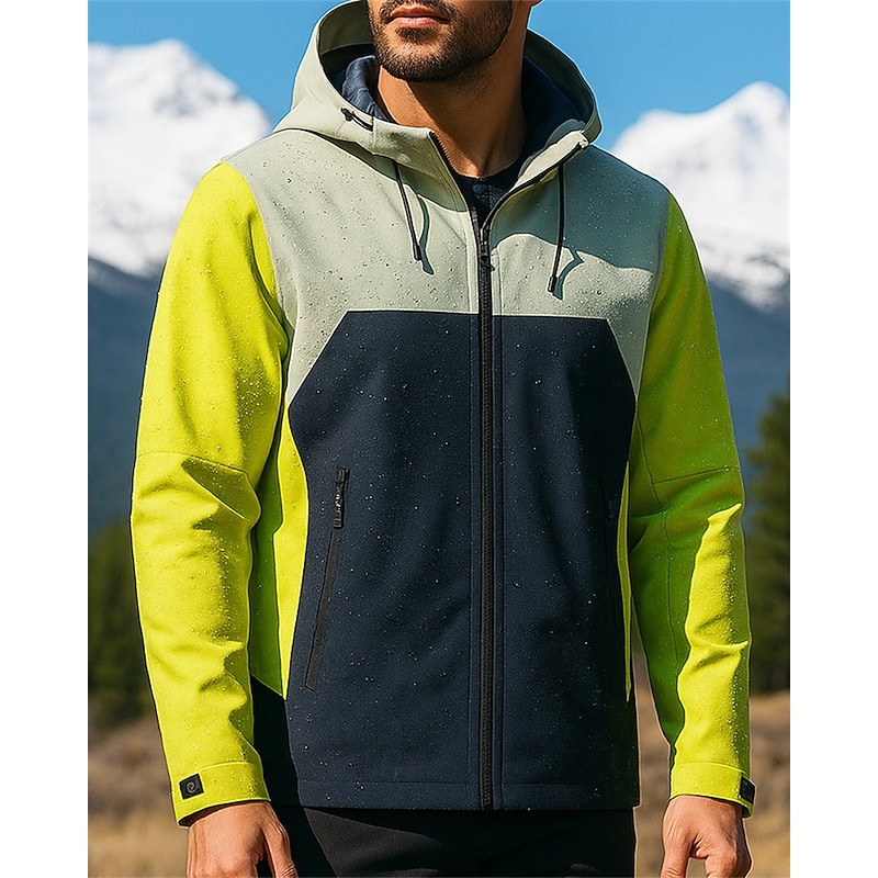 Men's Outdoor Jacket Hiking Jacket Raincoat Outdoor Waterproof Windproof Breathable Hiking Outfits Hiking Clothes Spring Autumn / Fall Jacket Hunting Climbing Camping / Hiking / Caving Patchwork