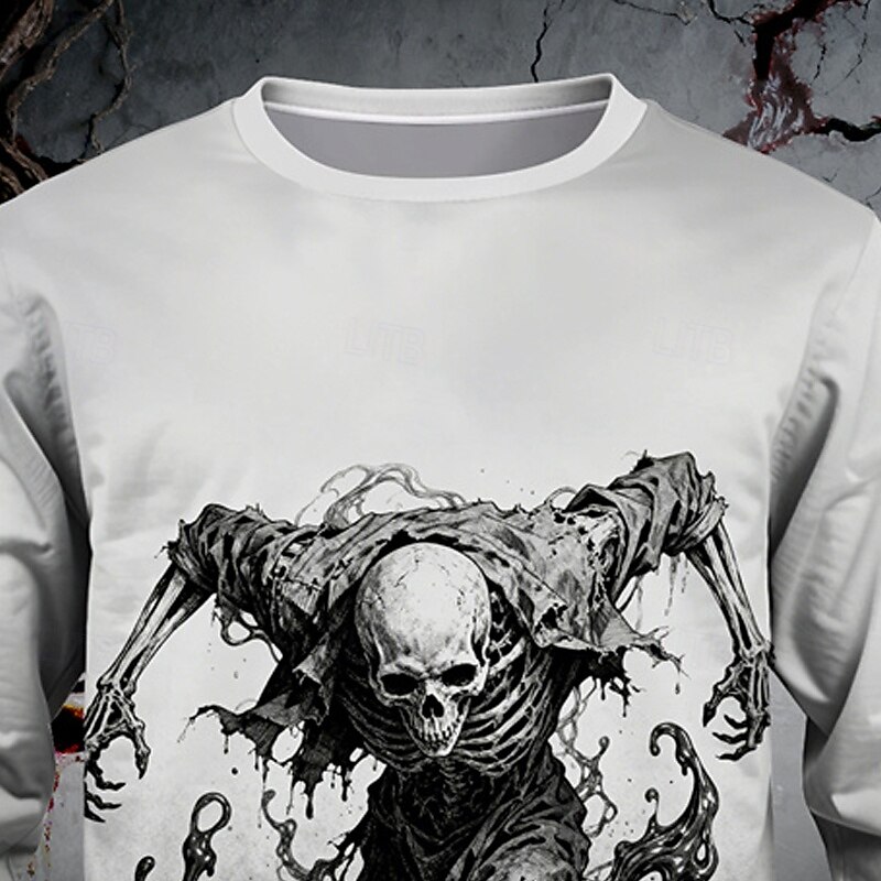 Halloween Boys' 3D Skull Sweatshirt Long Sleeve Spring Fall Fashion Basic Kids 4-12 Years Crew Neck Outdoor Casual Daily Regular Fit2