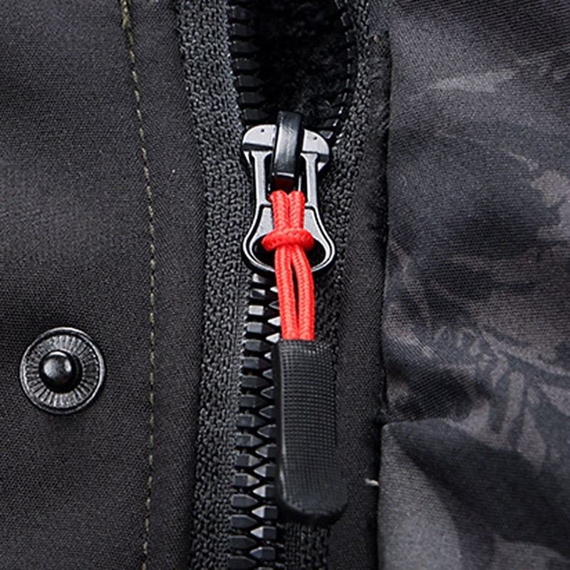 Men's Hiking Jacket Fleece Jacket Puffer Jacket Thermal Set Winter Outdoor Camo Thermal Warm Waterproof Windproof Top Black Green4