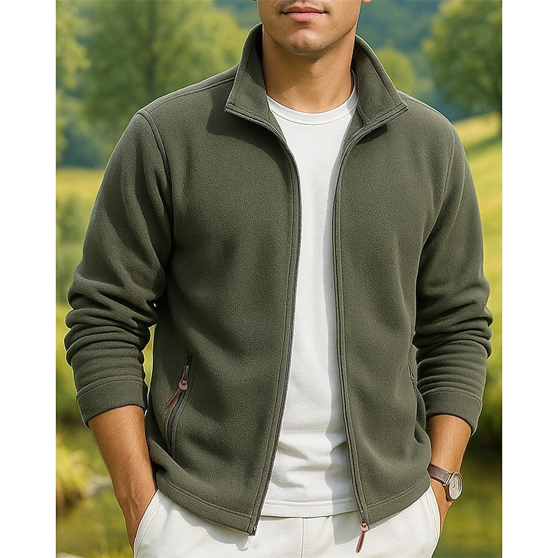 Men's Hiking Jacket Thermal Jacket Hiking Fleece Jacket Winter Outdoor Thermal Windproof Fleece Jackets Full Zip Hunting Climbing Camping / Hiking / Caving Black Blue Green Grey