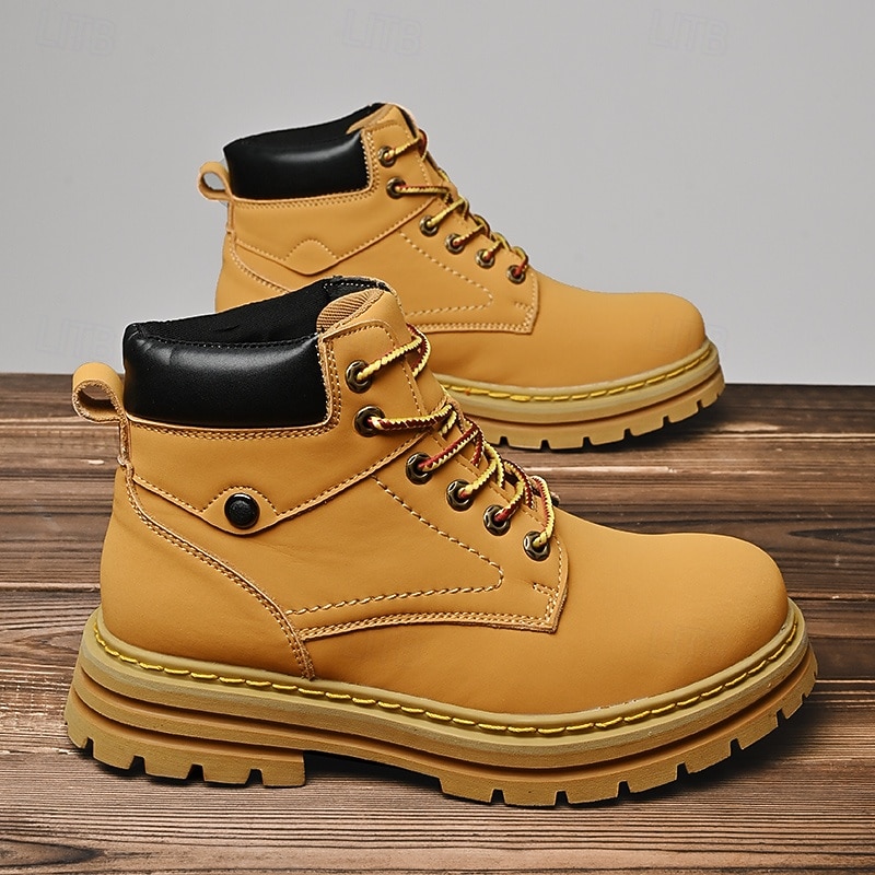Men's Outdoor Work Boots – Rugged Lace-Up Ankle Shoes with Thick Sole for Hiking, Construction, Farm Work and Daily Casual Wear2