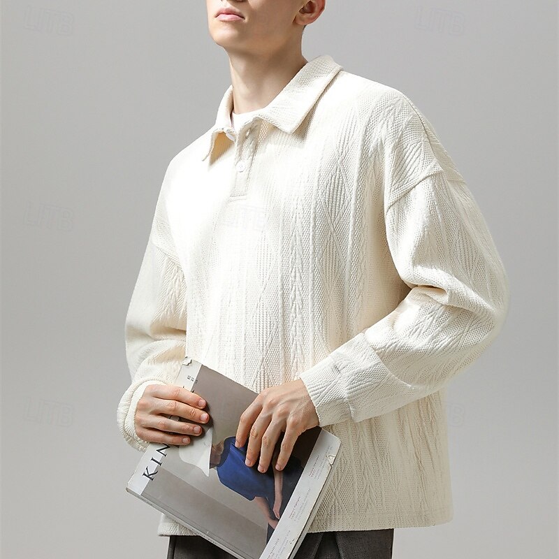 Men's Sweatshirt Black Beige Lapel Plain Jacquard Sports & Outdoor Daily Holiday Polyester Streetwear Basic Casual Spring Fall Clothing Apparel Hoodies Sweatshirts3