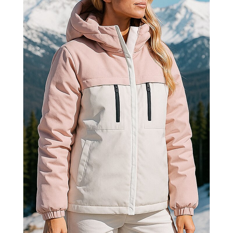 Women's Hiking Jacket Puffer Jacket Thermal Jacket Outdoor Thermal Warm Hiking Outfits Hiking Clothes Winter Autumn / Fall Top Fishing Camping / Hiking / Caving Running Patchwork Black White Pink4
