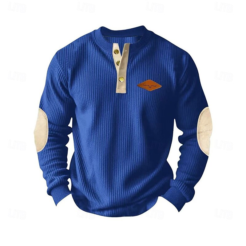 Men's Sweatshirt Black Blue Gray Henley Color Block Patchwork Sports & Outdoor Daily Holiday Polyester Corduroy Streetwear Basic Casual Spring Fall Clothing Apparel Hoodies Sweatshirts2