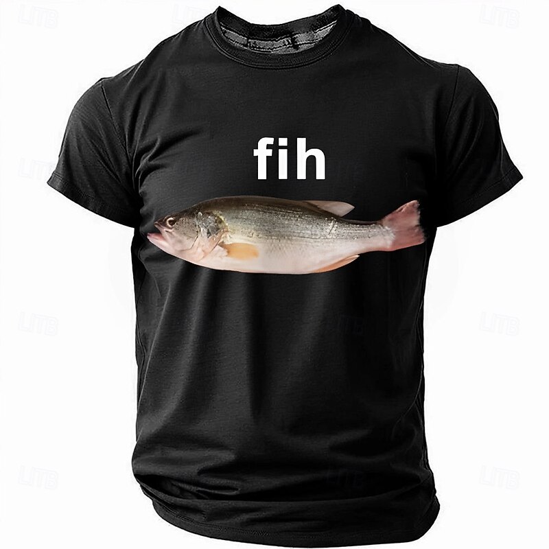 Men's Fish Funny T Shirt Short Sleeve T shirt 3D Print Crew Neck Shirt Fashion Daily Street Daily Black Red Blue Summer Spring Clothing Apparel S M L XL XXL XXXL2