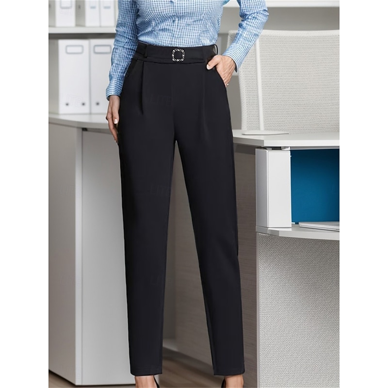 Women's Dress Pants Work Skinny Pants Trousers Full Length Pocket High Cut Micro-elastic High Waist Fashion Streetwear Office Black S M Winter Autumn Fall
