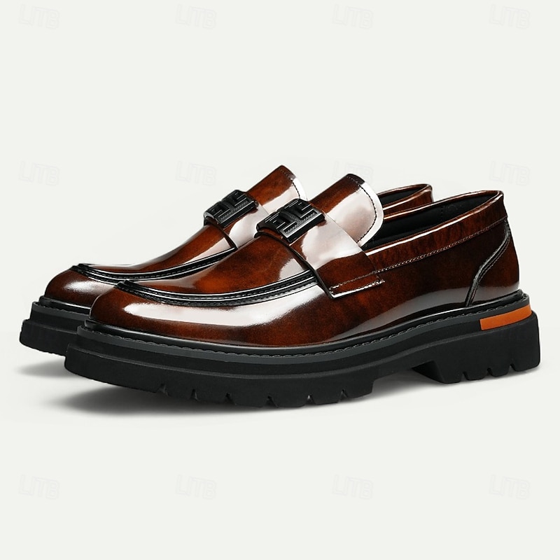 Men's Brown Genuine Leather Penny Loafers – Elegant Slip-On Dress Shoes for Office, Weddings and Formal Events2