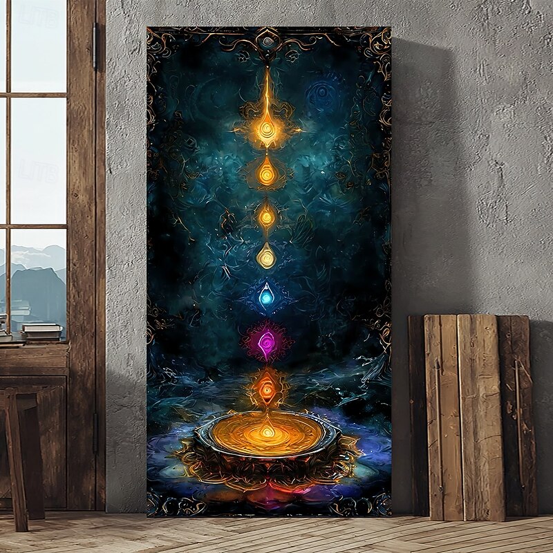 Tapestry Door Cover Outdoor Banners Seven Chakra Yoga Meditation Galaxy Lotus Aesthetic Mystic Bedroom Living Room Front Door Home Decor2