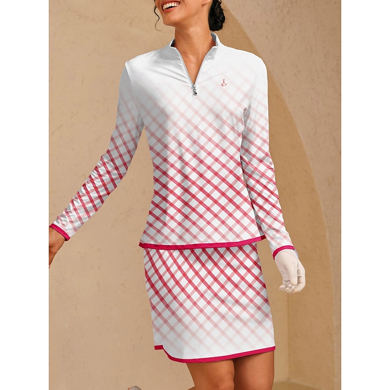 Women's Golf Polo Shirt Yan pink Long Sleeve Top Ladies Golf Attire Clothes Outfits Wear Apparel4
