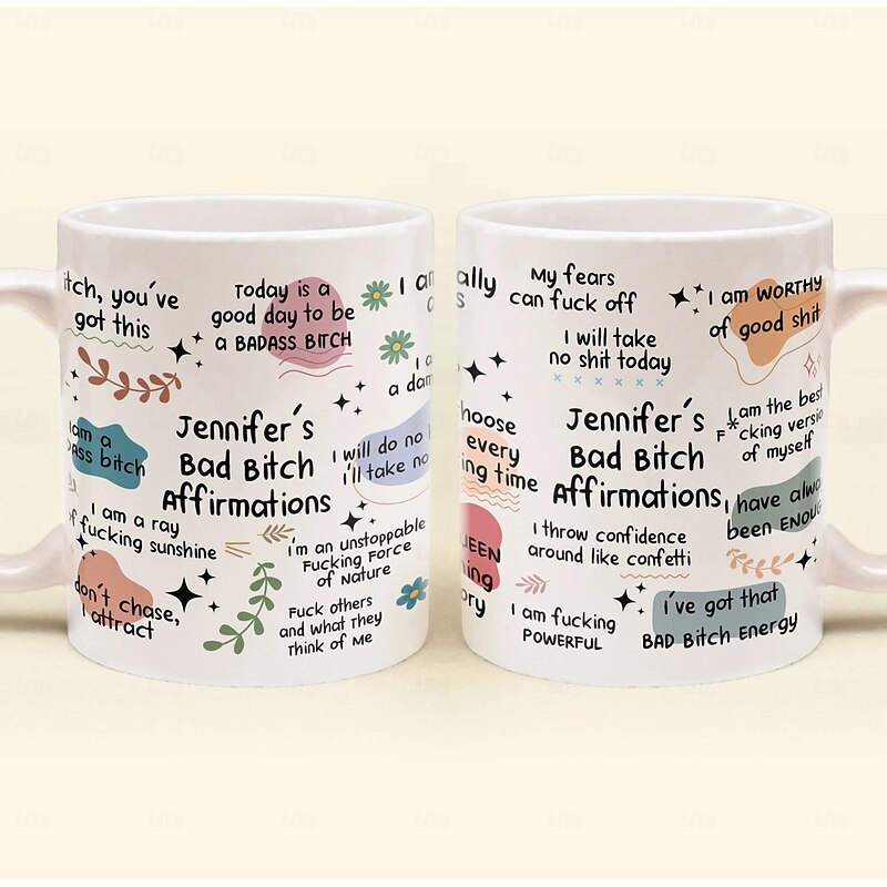 Personalized Funny Mug Custom Name Christmas Gift Mug Bad B*Tch Affirmations - For Coworkers Friends Self Gift3