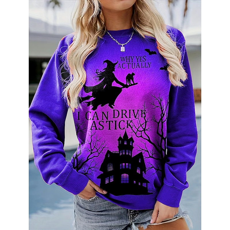Women's Pullover Sweatshirt Hoodies Graphic Fashion Casual Long Sleeve Crew Neck Round Neck Regular Tops Street Dailywear Print Purple Orange Green Spring Fall Winter2