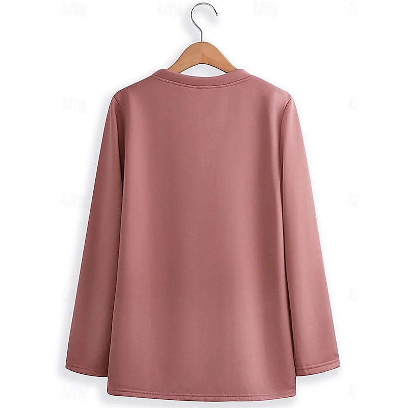Women's  Fleece Lined Pullover Sweatshirt Pajamas Yes Im Cold  Letter Warm Casual Fuzzy Long Sleeve Crew Neck Round Neck Long Tops Street Casual Light Pink Black Dark Pink Blue Spring Fall Winter2