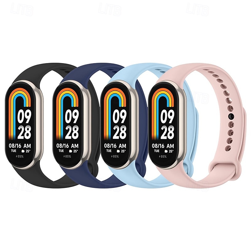 4 Pack Smart Watch Band Compatible with Xiaomi Mi Band 10 Band 9 Band 8 Smartwatch Strap Adjustable Sport Band Replacement Wristband2